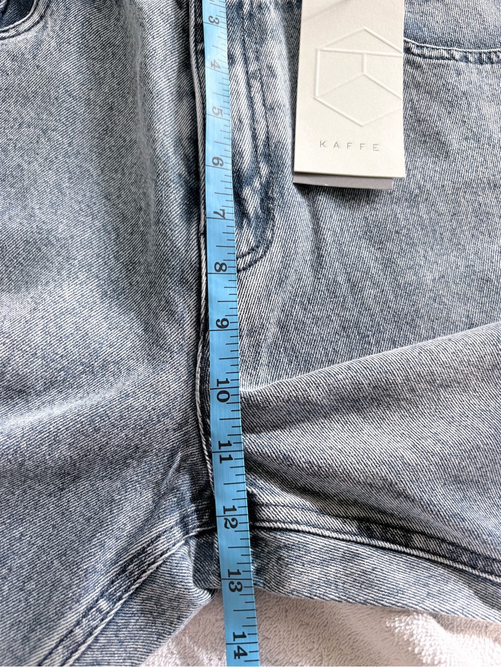 KAFFE High Rise Baggy Mom Jeans in Vtg Light Blue Acid Wash Cropped Sz 40 - Picture 5 of 8
